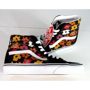 Vans Sk8-Hi Tapered Peace Floral Skate Platform Shoe Sneaker Black Womens 7.5